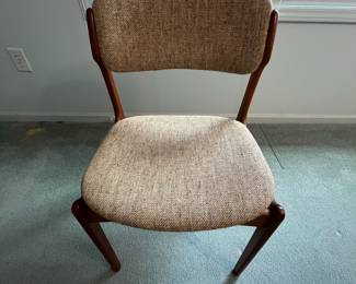 P5 - $1,000 Set of 6. O.D. Mobler A-S Made in Denmark. Erik Buch for Oddense Maskinsnedkeri. Teak Chairs. Model 49. All are in very good condition and upholstery is in very good vintage condition!