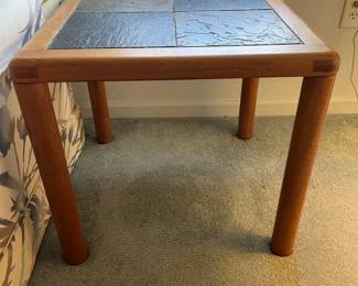 P1 - $550 3 PIECE SET. A/S Haslev Mobelsnedkeri Teak & Slate Furniture. Side Tables measures 24" square x 22" tall. Coffee Table is 39" across x 16" tall. All pieces are very sturdy and in great vintage condition.