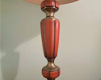 P15 - $100 PAIR of MCM Table Lamps in great condition. Measures 42" tall to to of finial. Shades are in great shape!
