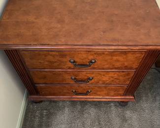 P8 - $125 PAIR of Oversized Lane Nightstands. Measures 34" wide x 18" deep x 30.25" tall. Both are in good condition - drawers slide. One needs 2 handles replaced. Some minor surface damage / scratches.