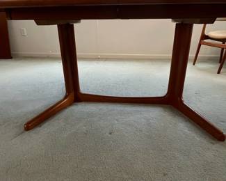 P4 - $275. Table Only! Edward Valentinsen. Drylund Dining Table. Has 2 leaves that store inside/under the table when not in use. Measures 41" wide x 63" long x 27.5" tall. Each leaf adds 18.75". One leaf has minor surface damage and one ring on the top where it looks like a plant was left.