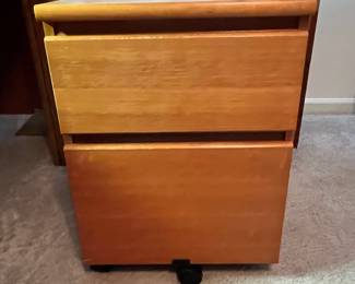 P39 - $10 Filing Cabinet. Measures 18" wide x 18" deep x 24" tall. Hanging files on the bottom single drawer on the top.