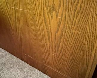 P38 - $20. Oversized wooden filing cabinet. No keys. Measures 16" wide x 36" deep x 29" tall. Built to look like a console table from the side.