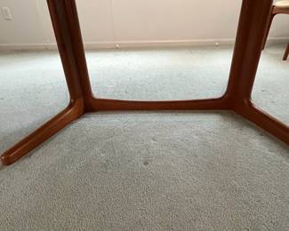 P4 - $275. Table Only! Edward Valentinsen. Drylund Dining Table. Has 2 leaves that store inside/under the table when not in use. Measures 41" wide x 63" long x 27.5" tall. Each leaf adds 18.75". One leaf has minor surface damage and one ring on the top where it looks like a plant was left.