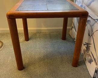 P1 - $550 3 PIECE SET. A/S Haslev Mobelsnedkeri Teak & Slate Furniture. Side Tables measures 24" square x 22" tall. Coffee Table is 39" across x 16" tall. All pieces are very sturdy and in great vintage condition.