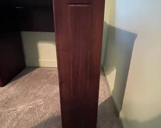 P31 - $30. Office Desk. In good condition and sturdy! Measures 58" long x 19.5" deep on one side and 39" deep on the larger side.