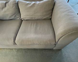 P21 - $30. Bauhaus Loveseat. Measures 65" wide 34" deep x 26" tall. Floor to seat is 17". Good vintage condition - back has a cut near the floor.