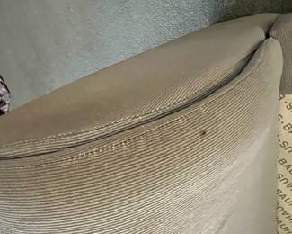 P21 - $30. Bauhaus Loveseat. Measures 65" wide 34" deep x 26" tall. Floor to seat is 17". Good vintage condition - back has a cut near the floor.