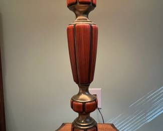 P15 - $100 PAIR of MCM Table Lamps in great condition. Measures 42" tall to to of finial. Shades are in great shape!
