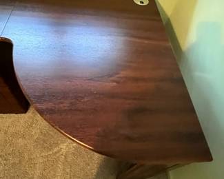 P31 - $30. Office Desk. In good condition and sturdy! Measures 58" long x 19.5" deep on one side and 39" deep on the larger side.