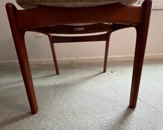 P5 - $1,000 Set of 6. O.D. Mobler A-S Made in Denmark. Erik Buch for Oddense Maskinsnedkeri. Teak Chairs. Model 49. All are in very good condition and upholstery is in very good vintage condition!