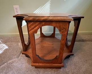 P11 - $100. PAIR of MCM Side Tables. Measures 20.5" both ways on the top x 16" tall. Very good vintage condition!