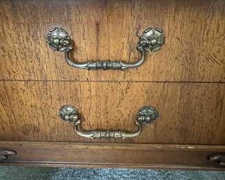 P24 - $80 PAIR of American of Martinsville Side Tables. Single drawer. Both slide easily. Measures 24" square x 22" tall.