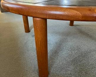 P1 - $550 3 PIECE SET. A/S Haslev Mobelsnedkeri Teak & Slate Furniture. Side Tables measures 24" square x 22" tall. Coffee Table is 39" across x 16" tall. All pieces are very sturdy and in great vintage condition.