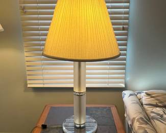 P12 - $300. Set of 3 Vintage Lucite Lamps. Floor Lamp is 61" tall - shade is ok. PAIR of Table Lamps are 34" tall (need new shades)