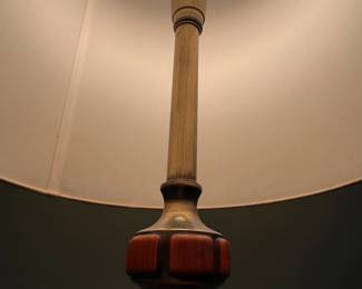 P15 - $100 PAIR of MCM Table Lamps in great condition. Measures 42" tall to to of finial. Shades are in great shape!