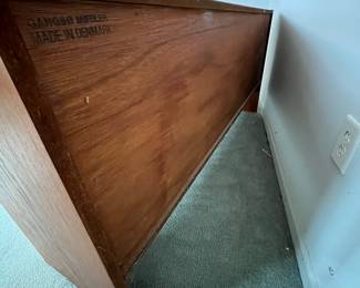 P7 - $100. Gangso Mobler Teak & Slate Credenza. Needs repair - one handle is broken. Generally needs tightened up. Measures 66.5" wide x 17.75" deep x 30" tall.