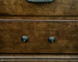 P8 - $125 PAIR of Oversized Lane Nightstands. Measures 34" wide x 18" deep x 30.25" tall. Both are in good condition - drawers slide. One needs 2 handles replaced. Some minor surface damage / scratches.