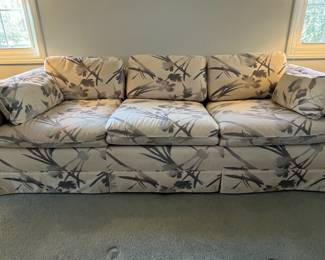 P20 - $50. Vintage Sofa. In good condition for it's age. Sits very low. No holes/rips etc. Measures 7' long x 36" deep x 24" tall. Floor to cushion is 16".