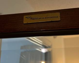 P22 - $225. American of Martinsville Lighted Display Cabinet. Measures 31" wide x 12.5" deep x 74" tall. 4 glass shelves are all adjustable.