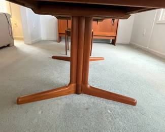 P4 - $275. Table Only! Edward Valentinsen. Drylund Dining Table. Has 2 leaves that store inside/under the table when not in use. Measures 41" wide x 63" long x 27.5" tall. Each leaf adds 18.75". One leaf has minor surface damage and one ring on the top where it looks like a plant was left.
