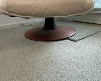 P6 - $75. Unico Denmark Chair and Ottoman. Ottoman is in good condition measures 20" wide x 15" x 15" tall. Chair is in *rough* condition. Leather is good and not torn but the frame needs some serious work. Measures 30.5" wide x 37" deep x 33" tal.