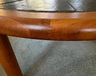 P1 - $550 3 PIECE SET. A/S Haslev Mobelsnedkeri Teak & Slate Furniture. Side Tables measures 24" square x 22" tall. Coffee Table is 39" across x 16" tall. All pieces are very sturdy and in great vintage condition.