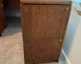 P38 - $20. Oversized wooden filing cabinet. No keys. Measures 16" wide x 36" deep x 29" tall. Built to look like a console table from the side.