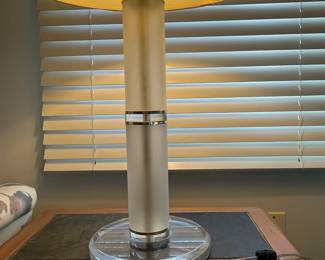 P12 - $300. Set of 3 Vintage Lucite Lamps. Floor Lamp is 61" tall - shade is ok. PAIR of Table Lamps are 34" tall (need new shades)