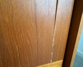 P7 - $100. Gangso Mobler Teak & Slate Credenza. Needs repair - one handle is broken. Generally needs tightened up. Measures 66.5" wide x 17.75" deep x 30" tall.