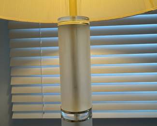 P12 - $300. Set of 3 Vintage Lucite Lamps. Floor Lamp is 61" tall - shade is ok. PAIR of Table Lamps are 34" tall (need new shades)