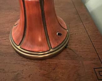 P15 - $100 PAIR of MCM Table Lamps in great condition. Measures 42" tall to to of finial. Shades are in great shape!