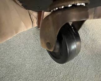 P26 - $40 PAIR of Barrel Chairs. One needs leg repair. Both need recovered. Great shapes for project pieces! Measures 30" wide x 32" deep x 24" tall.