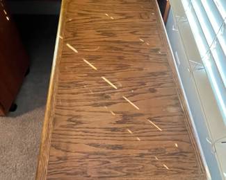 P38 - $20. Oversized wooden filing cabinet. No keys. Measures 16" wide x 36" deep x 29" tall. Built to look like a console table from the side.