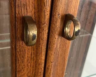 P22 - $225. American of Martinsville Lighted Display Cabinet. Measures 31" wide x 12.5" deep x 74" tall. 4 glass shelves are all adjustable.