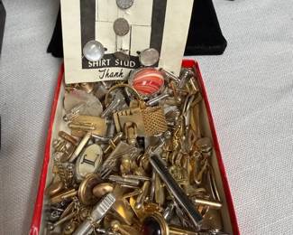 Mens Cuff Links And Tie Clips Mystery Lot, Magnetic Razor Blade Holder