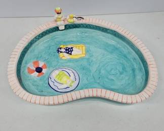	 Bathing Beauties Pool Handpainted Dish
