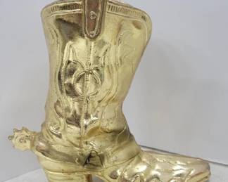 	Gold-Colored Cowboy Boot Sculpture