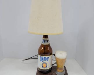 	Beer Bottle Table Lamp With Faux Beer Glass