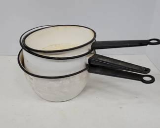 	Enamel Sauce Pans with Black Handles