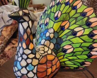 Peacock stained glass lamp