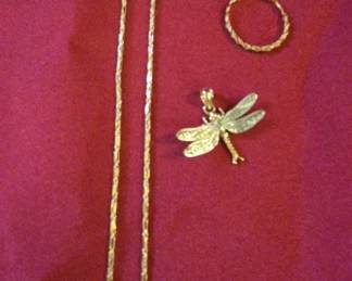 001 14k Gold Chain, Pendant Ring