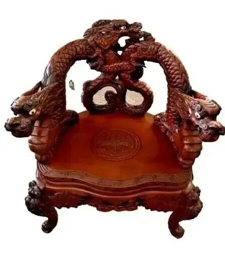 MS047VChinese carved dragon throne armchair