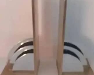 MS012heavy metal art deco bookends 2 tone