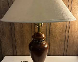 MS064Table Lamp, Wood With Metal Accents
