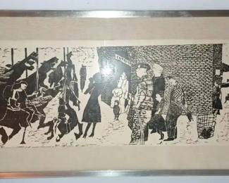 MS043VCAROUSEL IN AMUSEMENT PARK WOODBLOCK