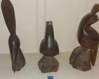 MS0153 ebony or ironwood bird carvings