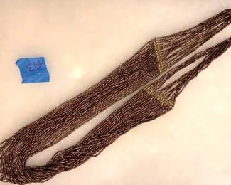 MS513Multi Strand Beaded Amber tone Necklace 