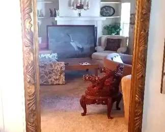 MS022VLarge wood and gesso vintage wall mirror