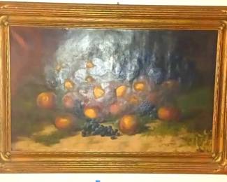 MS005VCP Ream Large still life fruit painting signed and framed